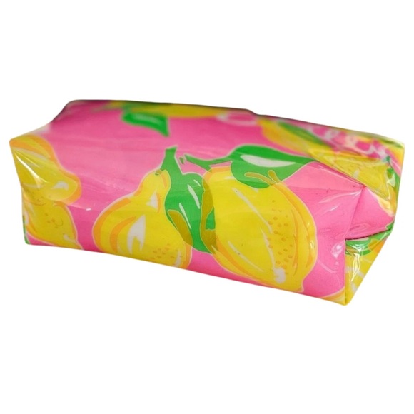 NEW Lilly Pulitzer x Estée Lauder Pink Lemon Print Cosmetic Makeup Bag - Picture 5 of 9